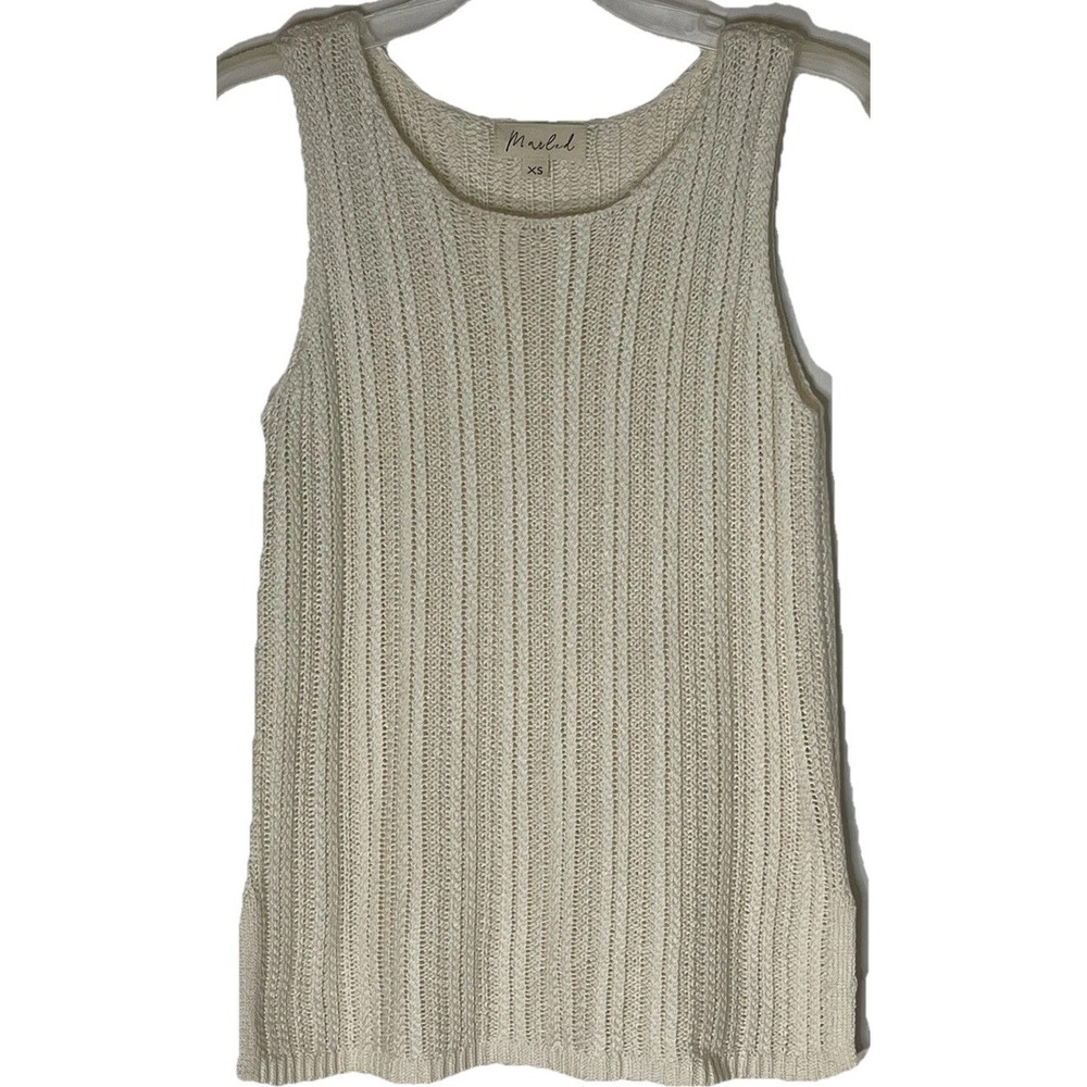 Marled by Reunited Clothing Rib Knit Tank Top Ivory‎ Women's Size XS